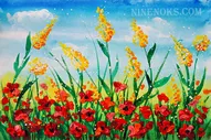 Летний пейзаж. Акварель. Гуашь и пластилин. 5+