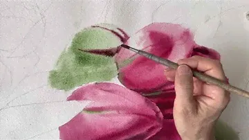 Рисуем красные тюльпаны акварелью