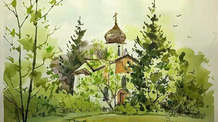 Майская зелень, Великий Новгород, акварель, живой мастер-класс